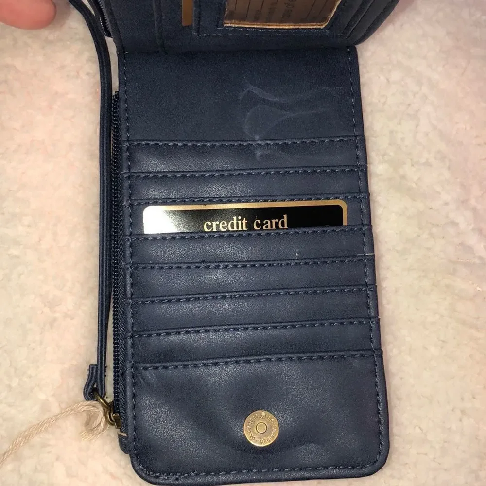 Unionbay Travel Padded Faux Leather Double Zip Wallet Passport Card Holder